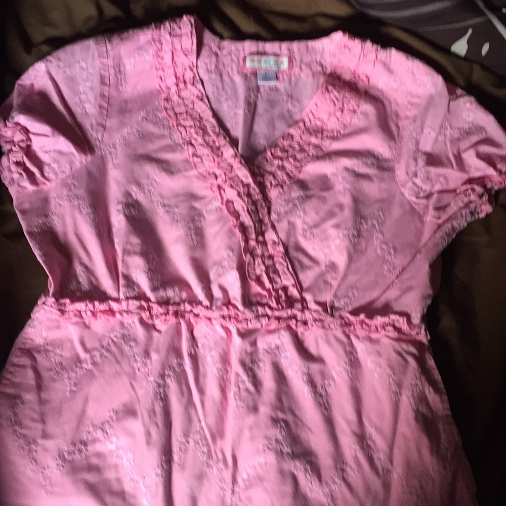 Koi ruffle scrub top with empire waist